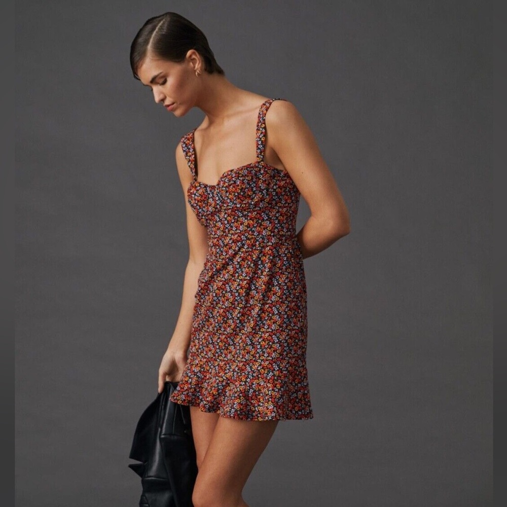 Anthropologie Hutch Ditsy Floral Corset Mini Dress